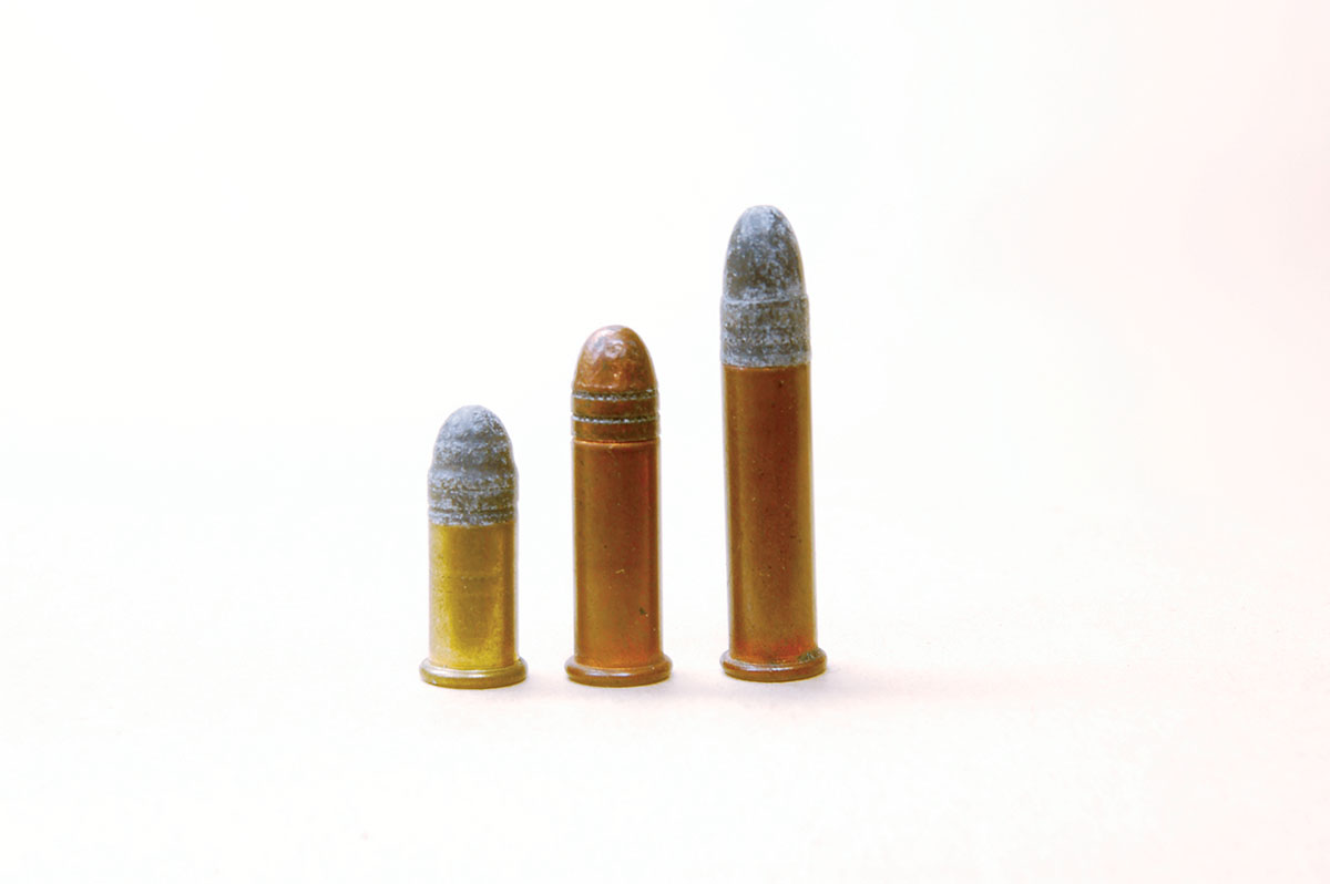 From left, Short, Long and Extra Long cartridges show why the shorter rounds didn’t shoot well in an Extra Long chamber.